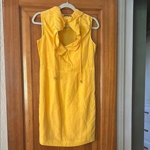 Elie Tahari Yellow Sheath Mini Dress with Cowl Neck